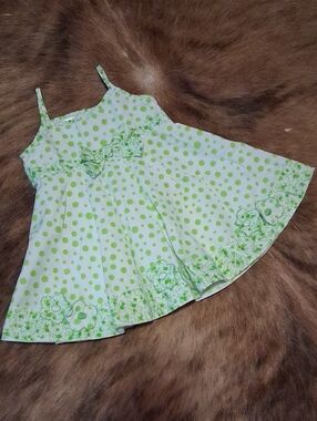 Sarah Louise Green Polka Dot Sleeveless Summer Dress
